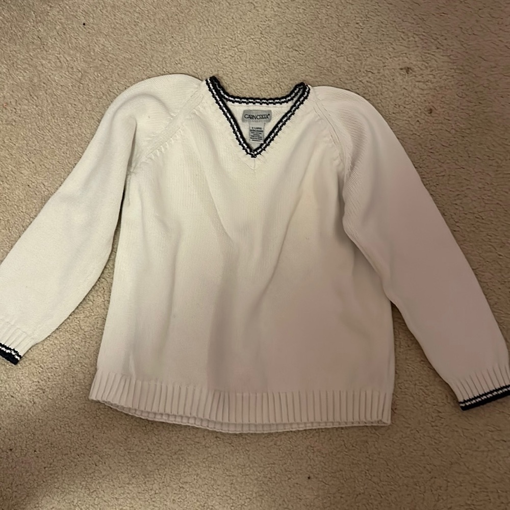 White V-neck sweater